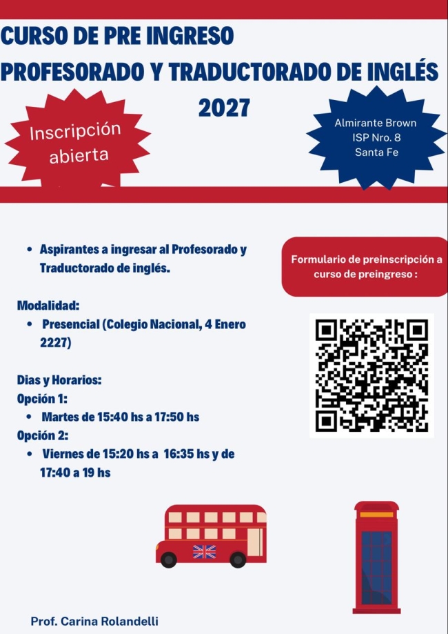 Curso de preingreso en Ingl&eacute;s 2027