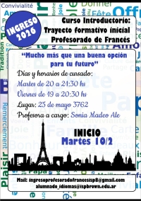 Curso Introductorio: Trayecto formativo inicial Profesorado de Franc&eacute;s
